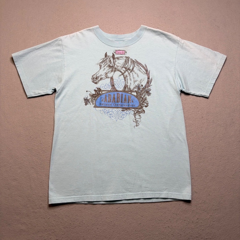 Anvil Arabian National Championships T-Shirt Womens M Blue Vintage Y2K Horse